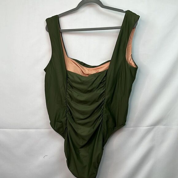 J.Crew Olive Green ruched wide strap swimsuit NWT - Picture 9 of 15